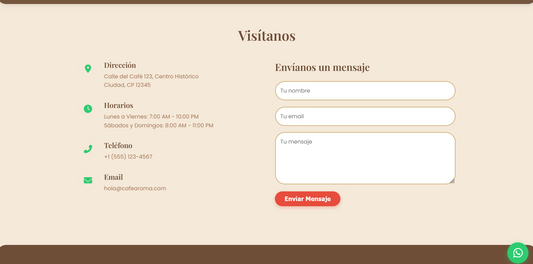 Pagina de cocina (Cafetería) Café Aroma