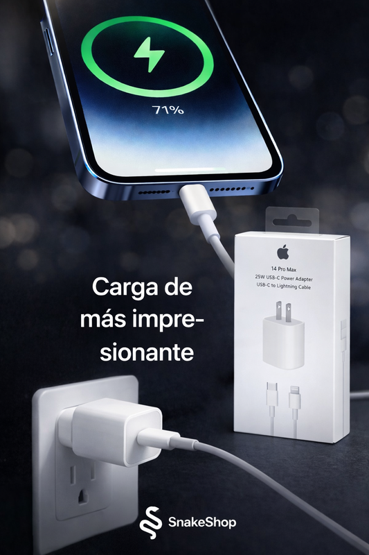 Cargador Rápido 25W + Cable – Potencia Inteligente | SnakeShop