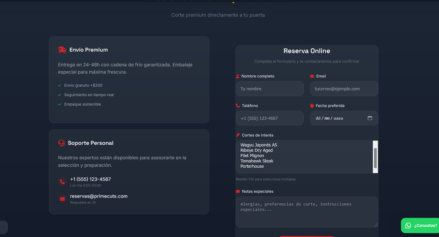 Sitio web (Carnicería para negocios que apenas empiezan)