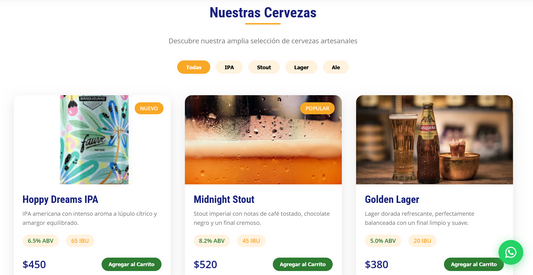 Cervezería web (Sitio para negocio pequeño o en desarrollo)