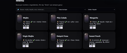Sitio web (Cócteles para aquellos que estan empezando un pequeño negocio)