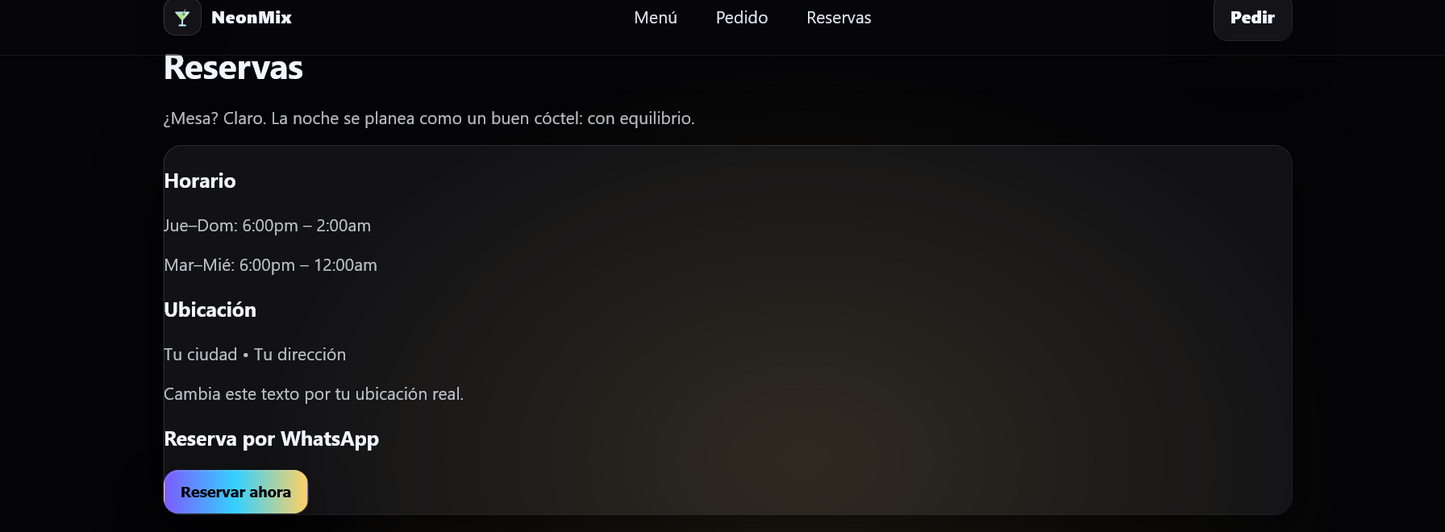 Sitio web (Cócteles para aquellos que estan empezando un pequeño negocio)