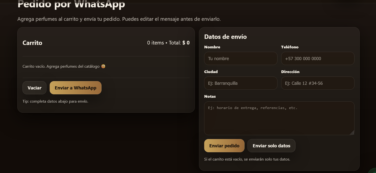 Sitio web (Perfumes para negocios pequeños o que apenas empiezan)