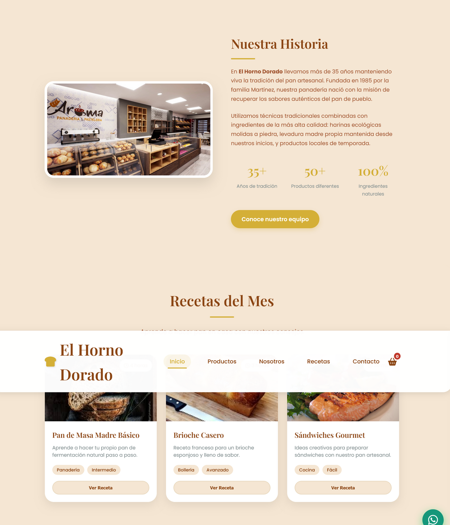 Sitio web (Panadería para aquellos que apenas inician su negocio)