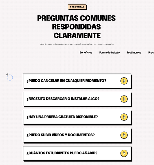 Sitio web (Venta de cursos para negocios de alto calibre)
