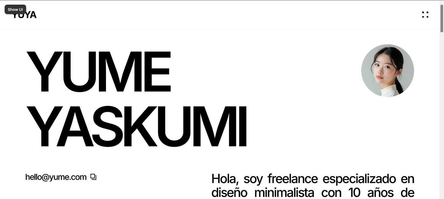 Sitio web (Portafol para fotógrafa o diseñadora)