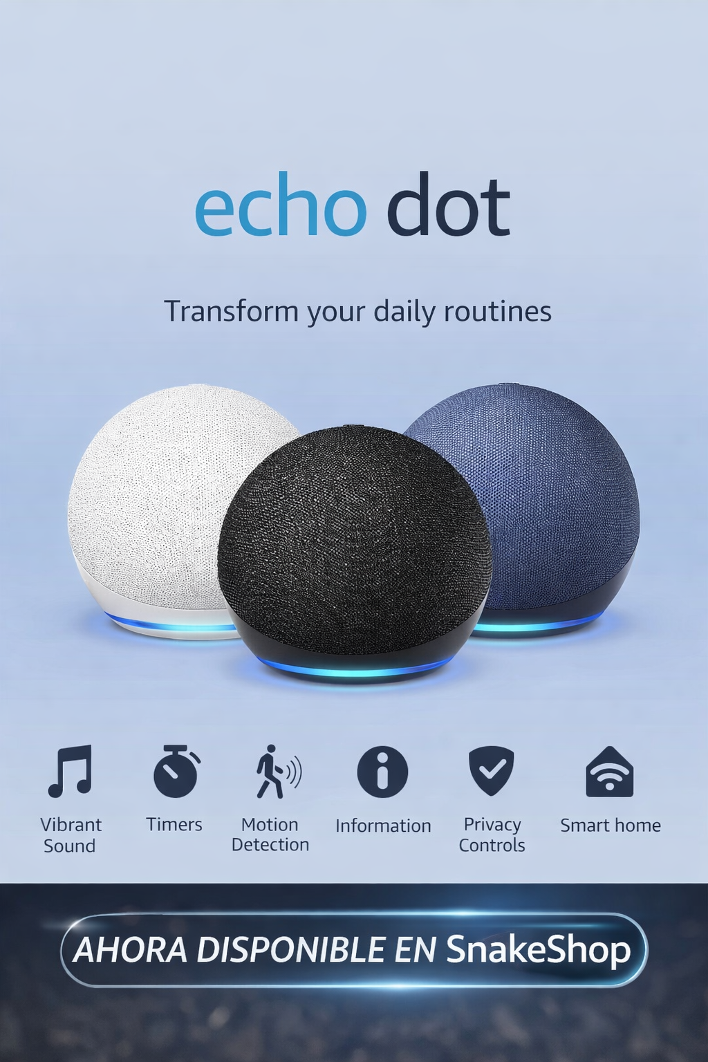 Echo Dot (5ª Gen) – Controla tu Hogar con tu Voz | SnakeShop