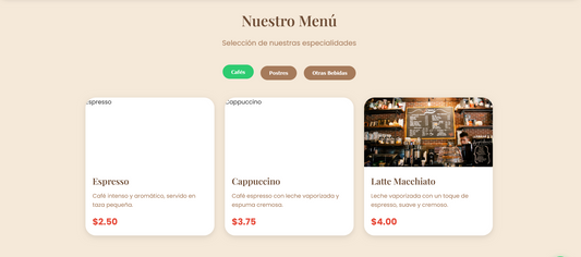 Pagina de cocina (Cafetería) Café Aroma