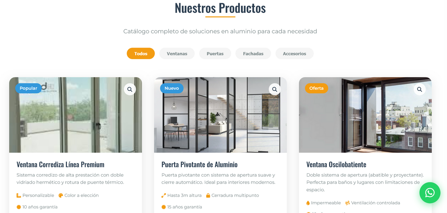 Sitio web aluminio (Tienda web de aluminios)