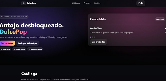 Sitio web (Dulcería para negocios de golosinas o dulces en crecimiento)