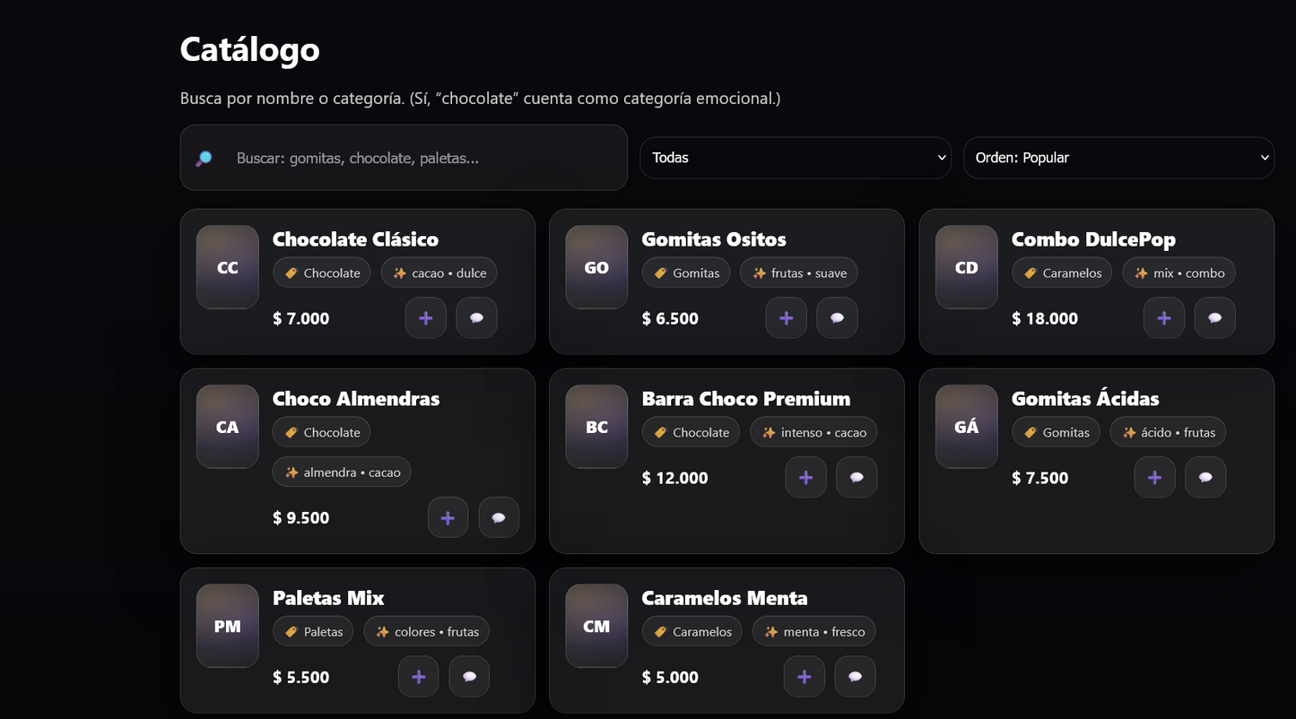 Sitio web (Dulcería para negocios de golosinas o dulces en crecimiento)