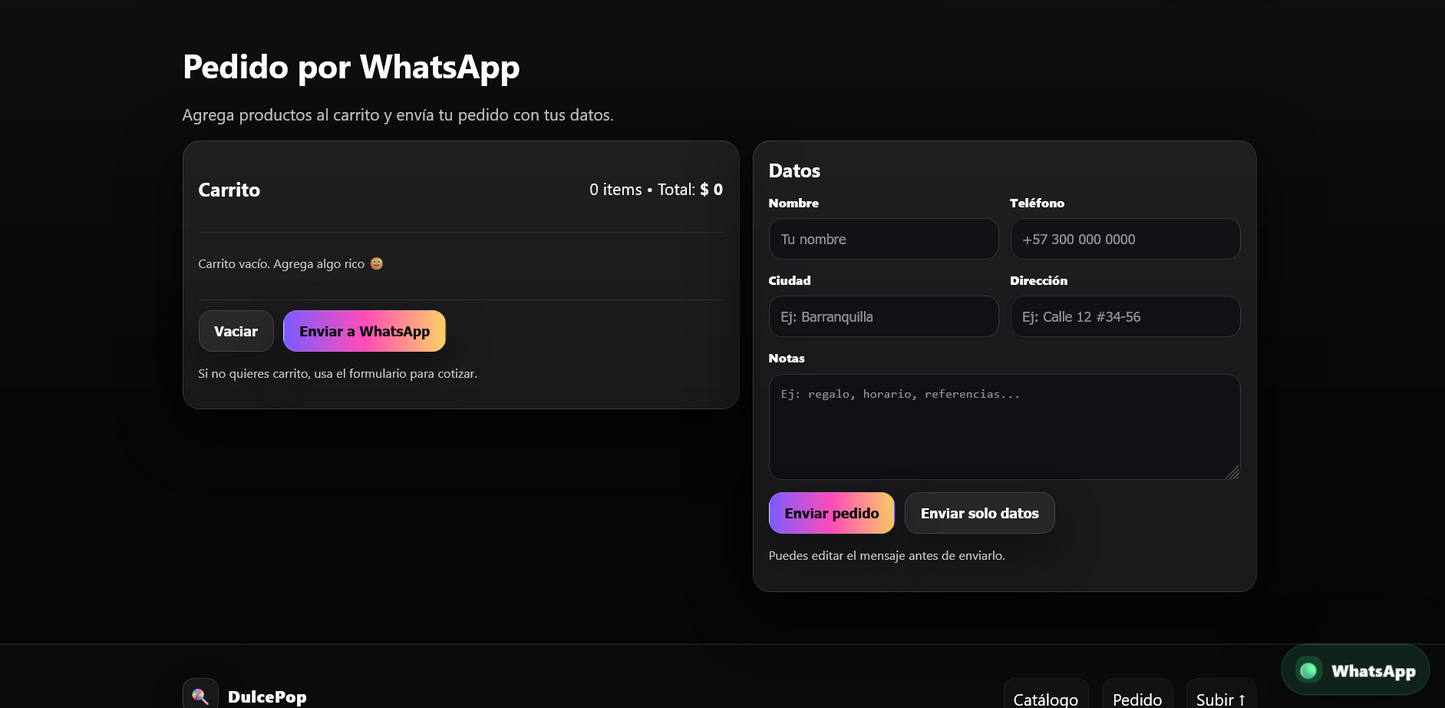 Sitio web (Dulcería para negocios de golosinas o dulces en crecimiento)