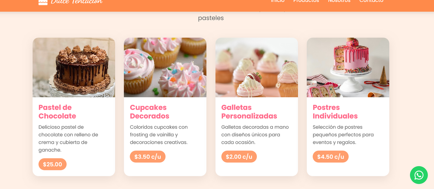 Sitio web (Pastelería para negocios que apenas empiezan)