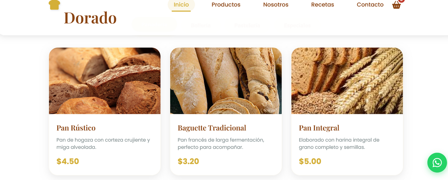 Sitio web (Panadería para aquellos que apenas inician su negocio)