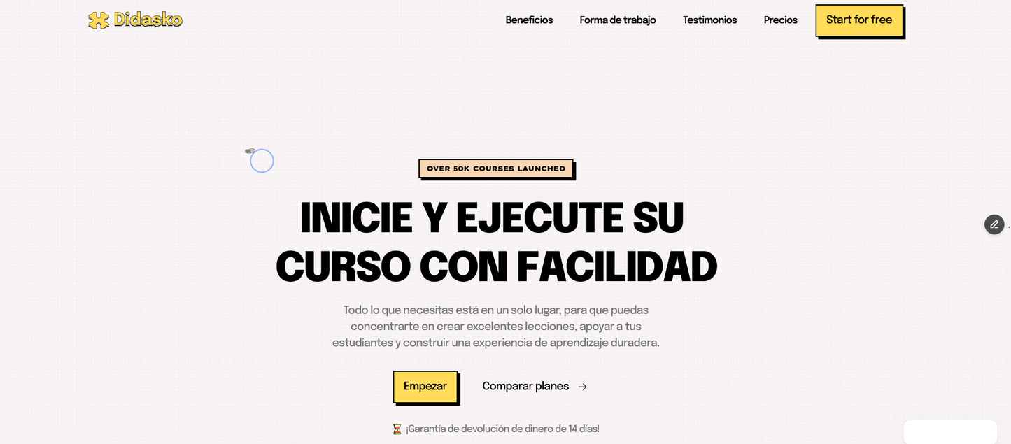 Sitio web (Venta de cursos para negocios de alto calibre)